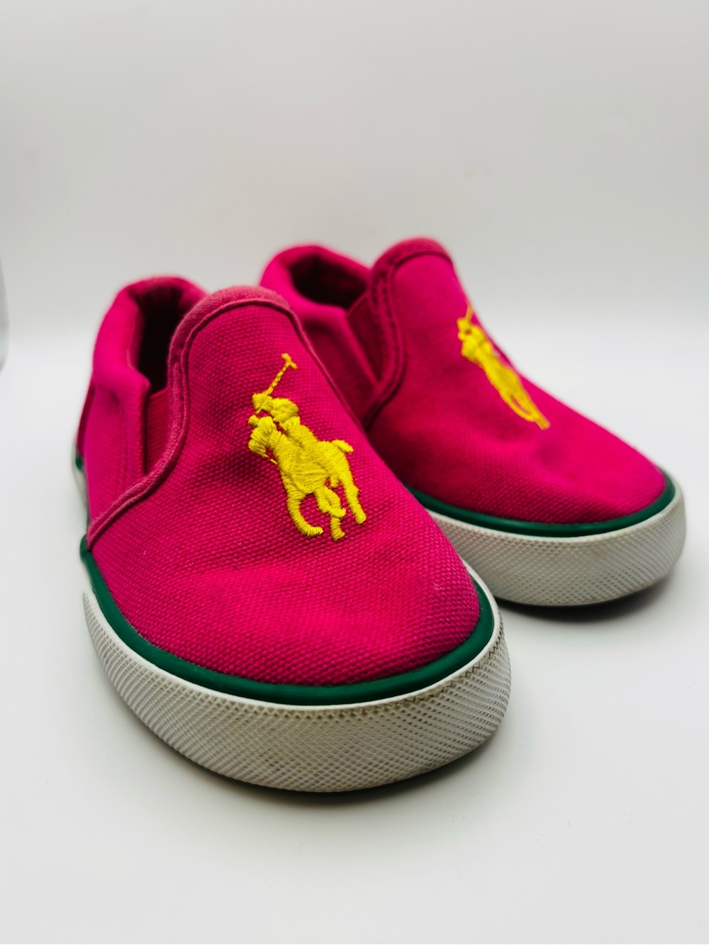 Polo Ralph Lauren Kids Bal Harbour Slip-On Sneakers - Pink/Yellow - Size 7T